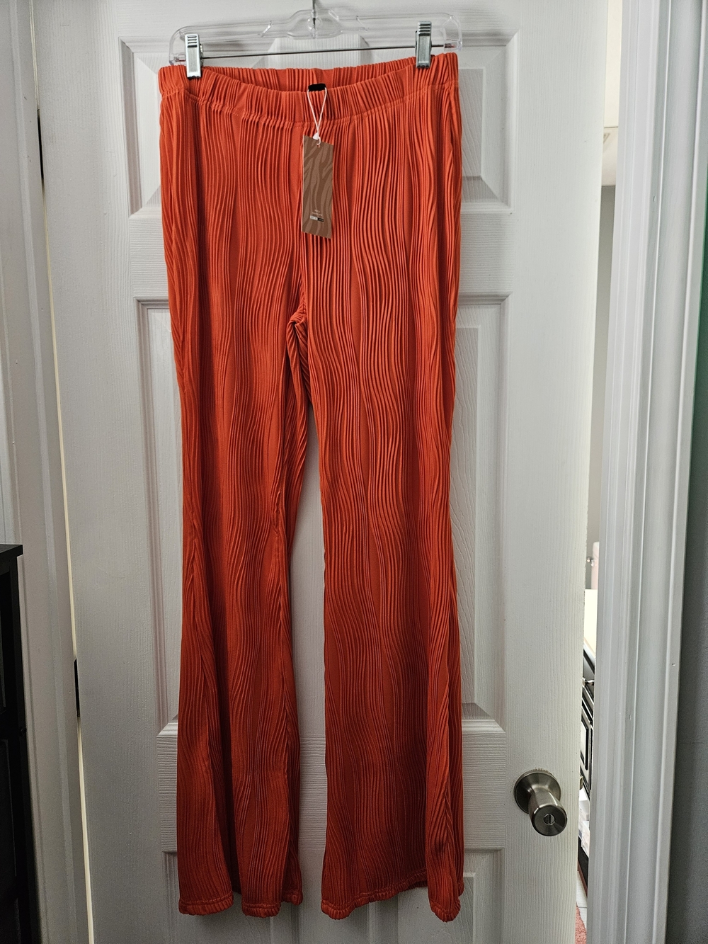 Orange Flare-Leg Pants